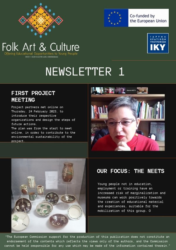 Progetto Folk Art &amp; Culture 1&deg; Newsletter.